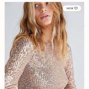 Free People Gold Rush Long Sleeve Top - Size L